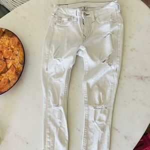 True Religion Distressed Rhinestone Skinny Jeans Size 28